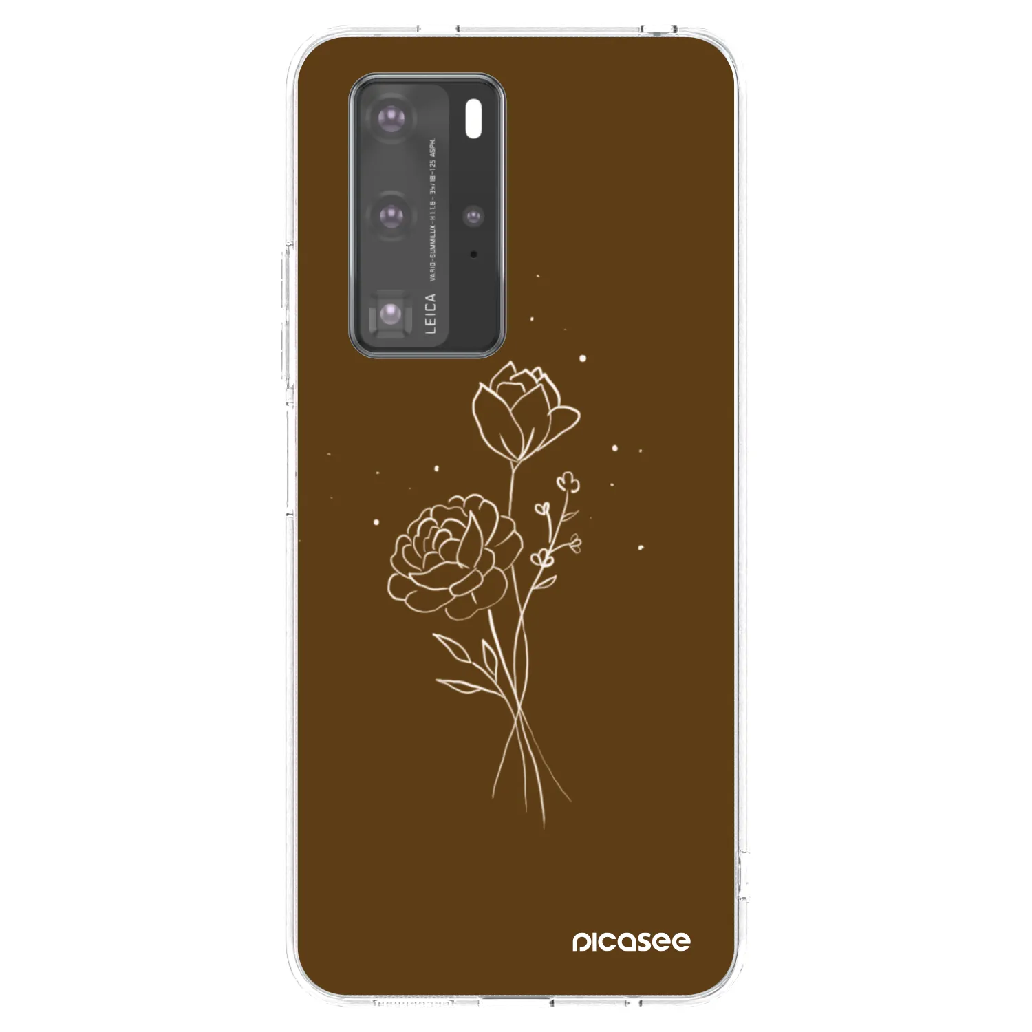 Picasee husă transparentă din silicon pentru Huawei P40 Pro - Brown flowers