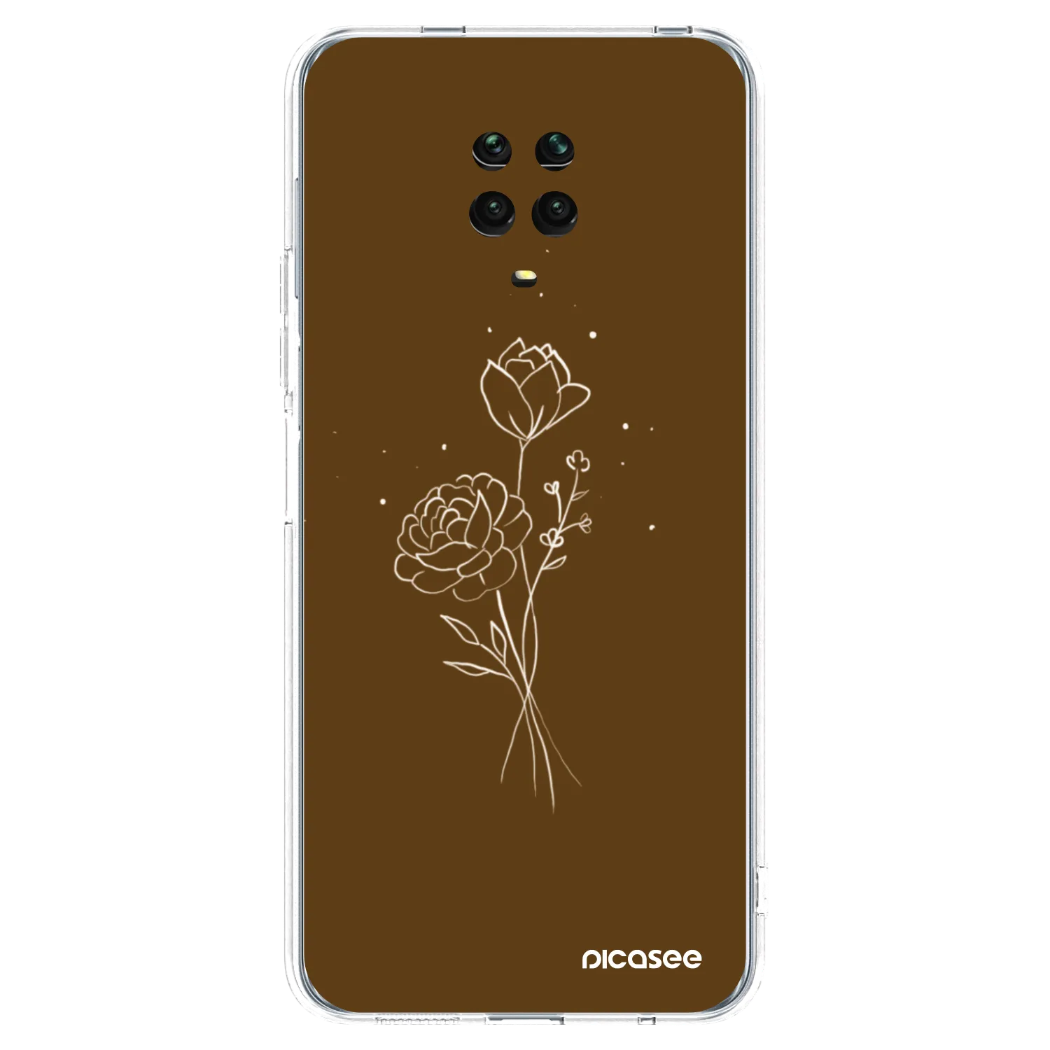 Picasee husă transparentă din silicon pentru Xiaomi Redmi Note 9 Pro - Brown flowers