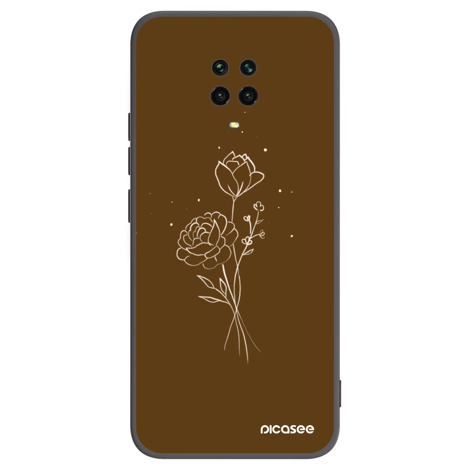 Picasee husă neagră din silicon pentru Xiaomi Redmi Note 9 Pro - Brown flowers