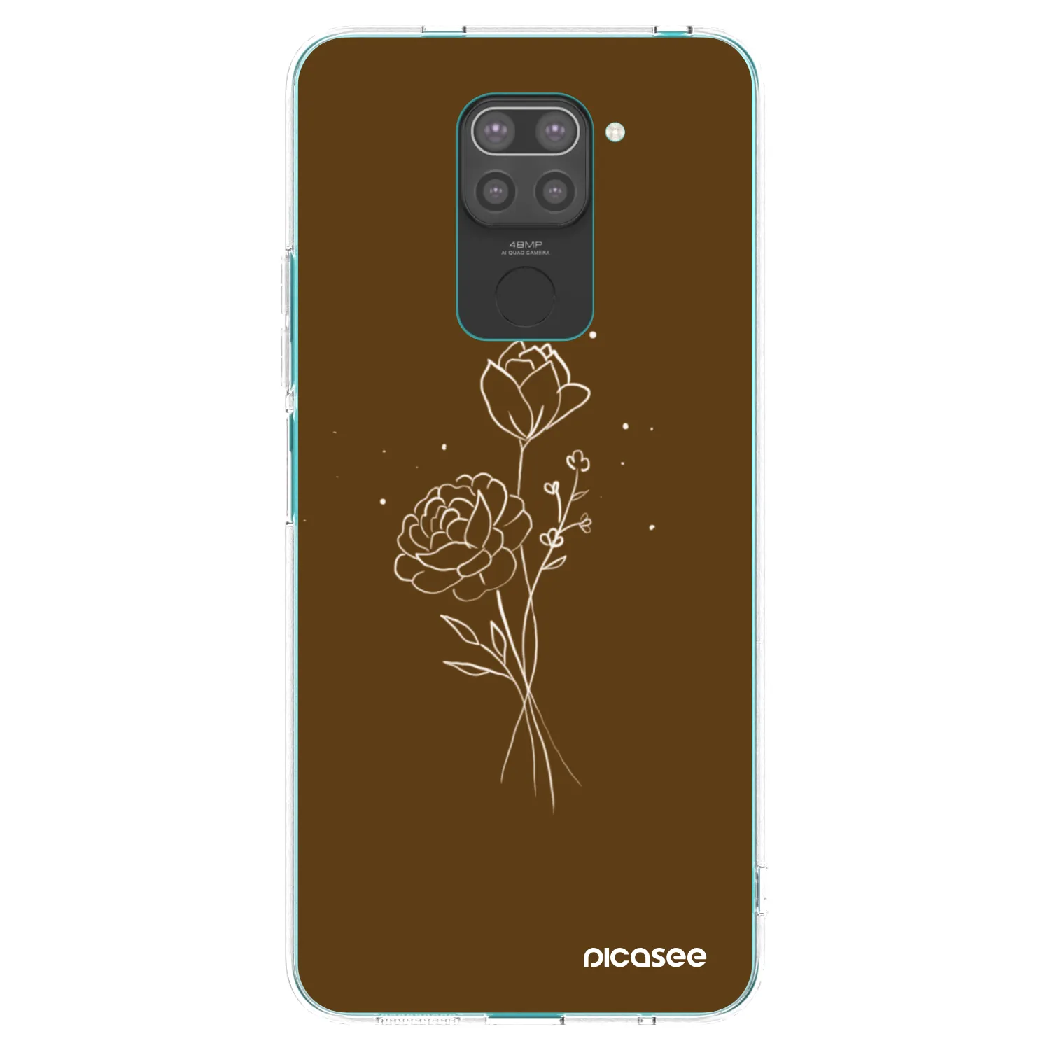 Picasee husă neagră din silicon pentru Xiaomi Redmi Note 9 - Brown flowers