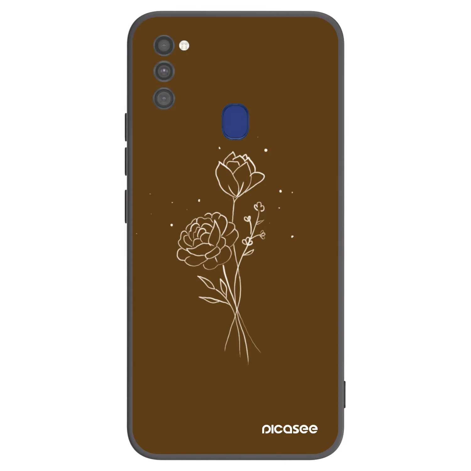 Picasee husă neagră din silicon pentru Samsung Galaxy M21 M215F - Brown flowers