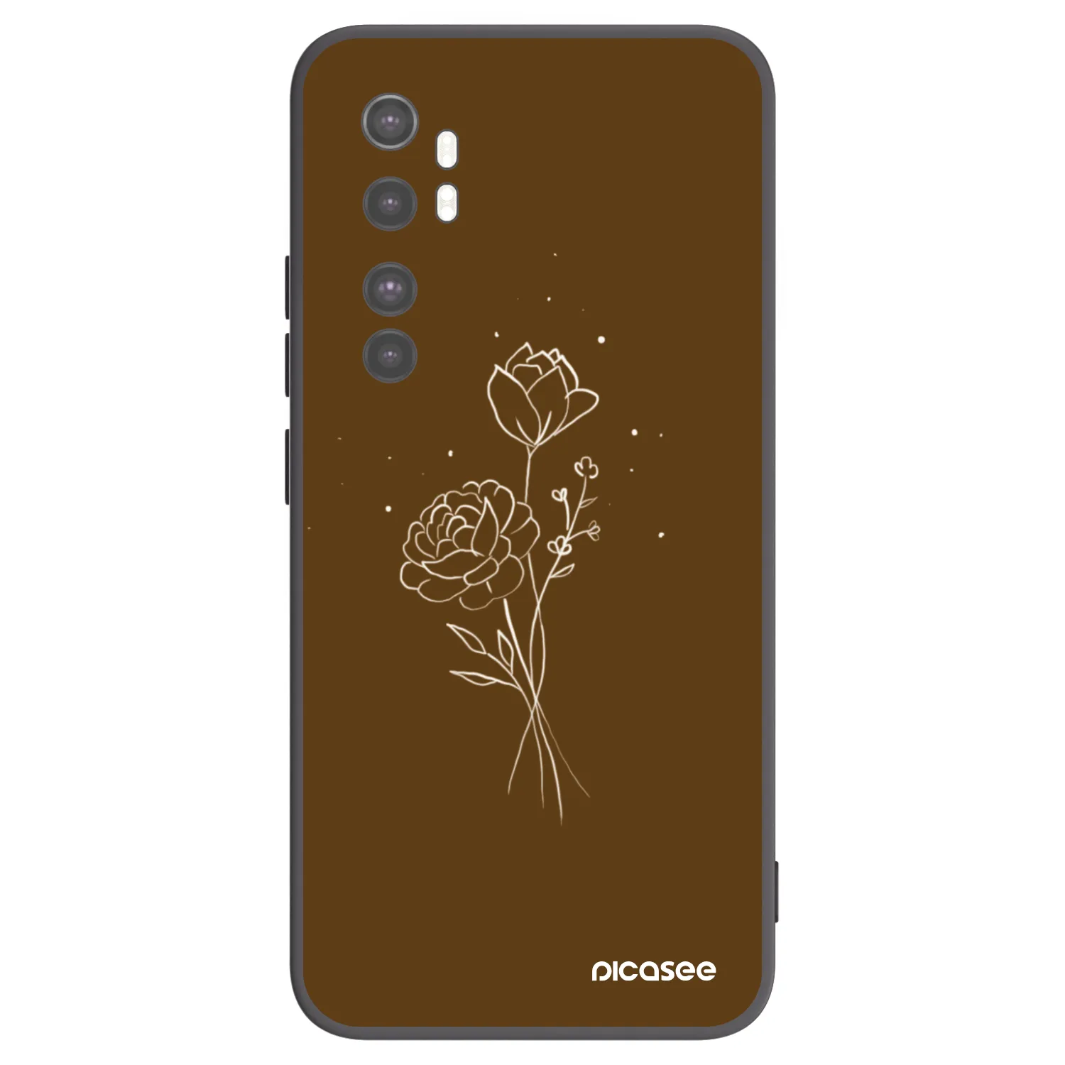 Picasee husă neagră din silicon pentru Xiaomi Mi Note 10 Lite - Brown flowers