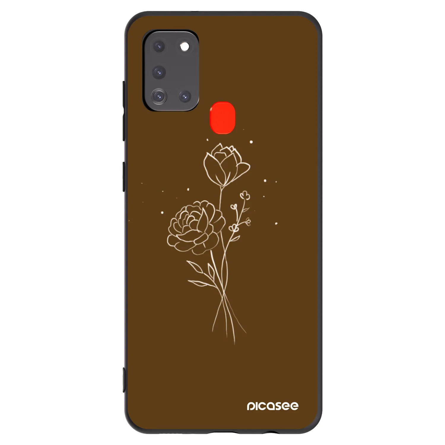 Picasee husă neagră din silicon pentru Samsung Galaxy A21s - Brown flowers
