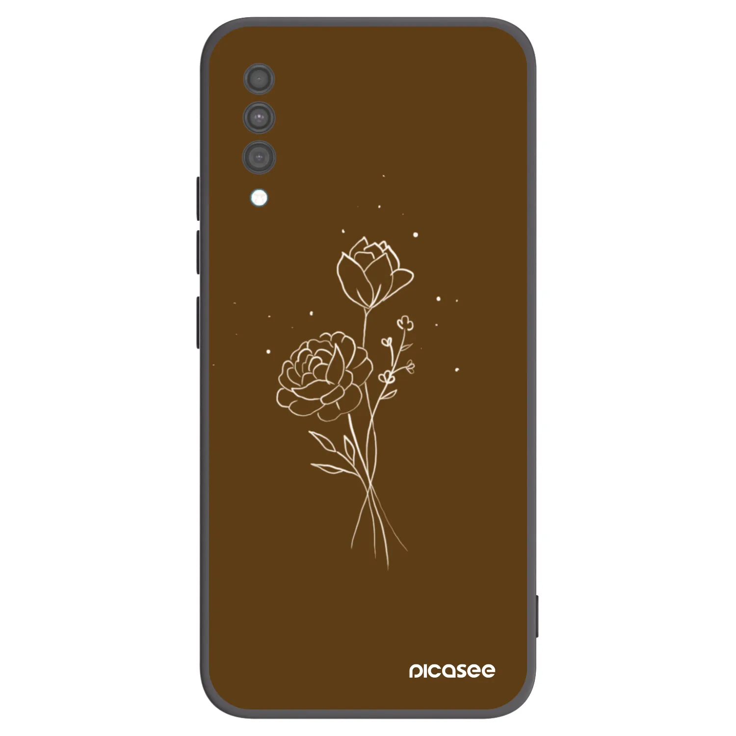 Picasee husă neagră din silicon pentru Samsung Galaxy A30s A307F - Brown flowers