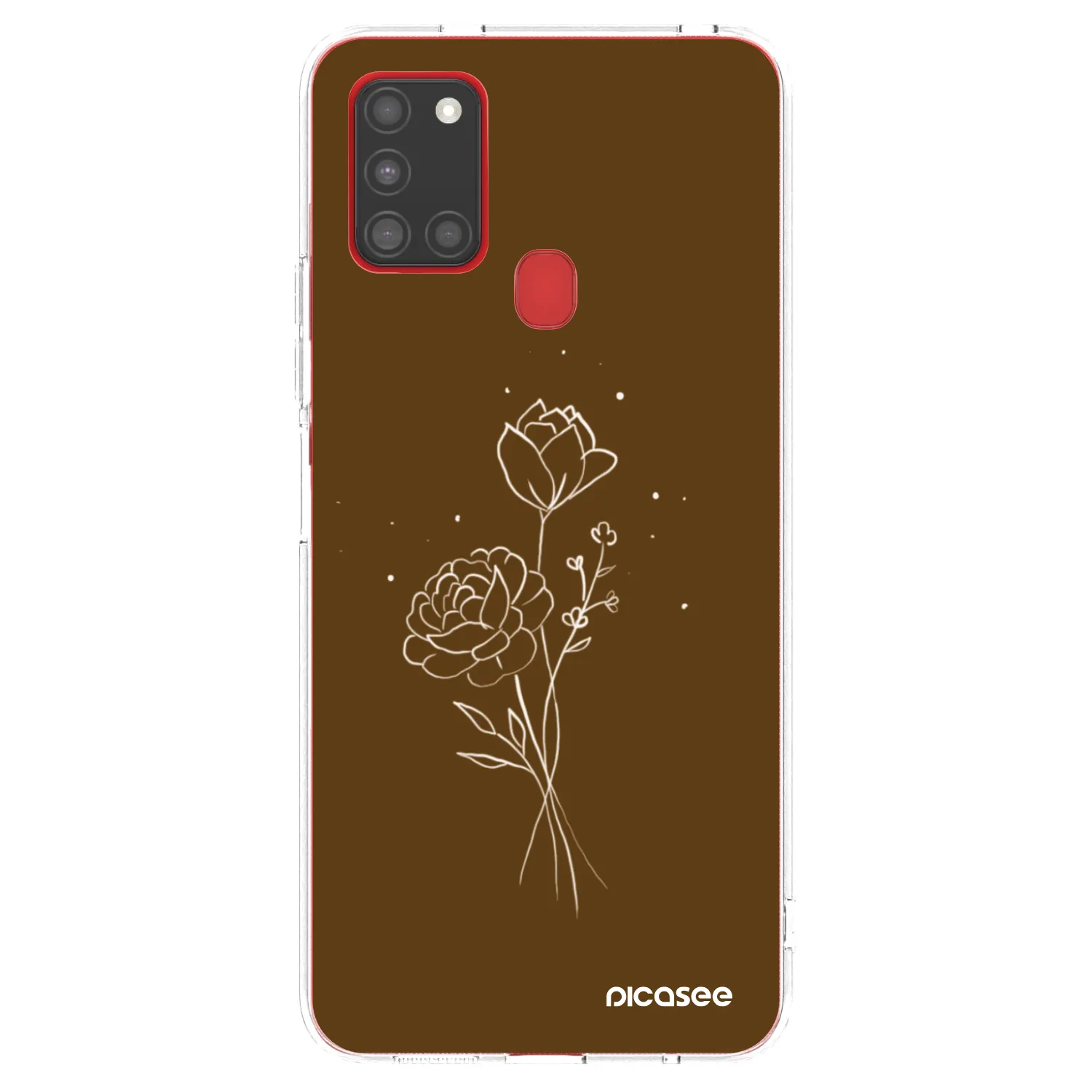 Picasee husă transparentă din silicon pentru Samsung Galaxy A21s - Brown flowers