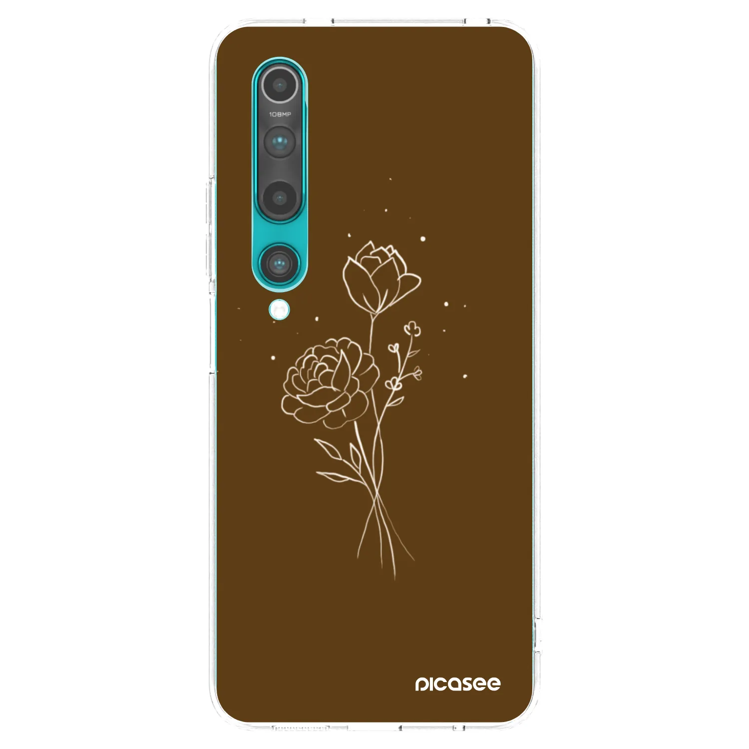 Picasee husă transparentă din silicon pentru Xiaomi Mi 10 - Brown flowers