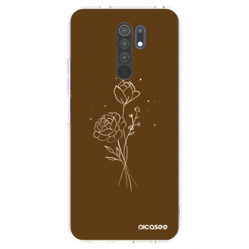 Picasee husă transparentă din silicon pentru Xiaomi Redmi 9 - Brown flowers