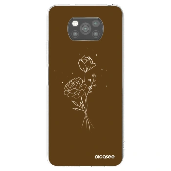 Picasee husă neagră din silicon pentru Xiaomi Poco X3 - Brown flowers