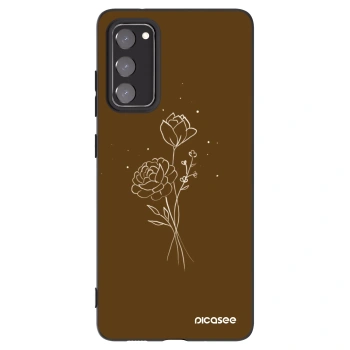 Picasee husă neagră din silicon pentru Samsung Galaxy S20 FE - Brown flowers