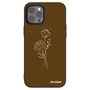 Picasee husă neagră din silicon pentru Apple iPhone 12 Pro Max - Brown flowers