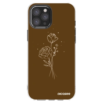 Picasee husă transparentă din silicon pentru Apple iPhone 12 Pro Max - Brown flowers
