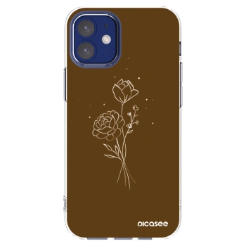 Picasee husă transparentă din silicon pentru Apple iPhone 12 mini - Brown flowers