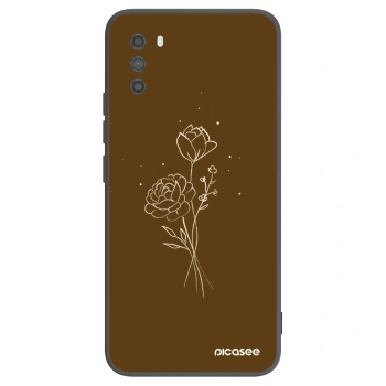 Picasee husă neagră din silicon pentru Xiaomi Poco M3 - Brown flowers