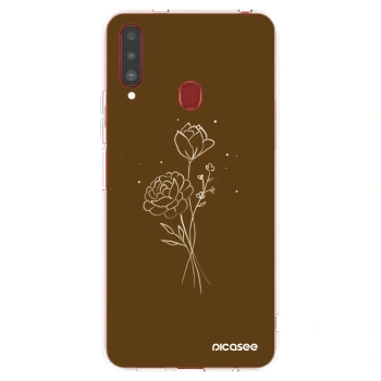 Picasee husă transparentă din silicon pentru Samsung Galaxy A20s - Brown flowers
