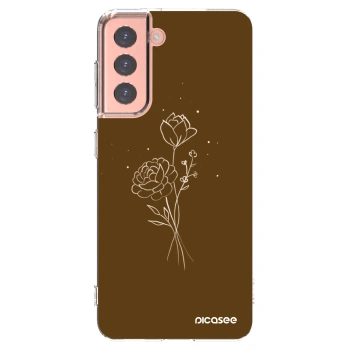 Picasee husă transparentă din silicon pentru Samsung Galaxy S21 5G G991B - Brown flowers
