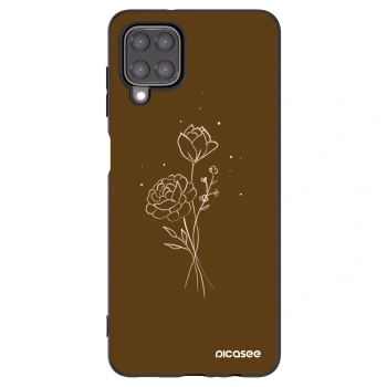 Picasee husă neagră din silicon pentru Samsung Galaxy A12 A125F - Brown flowers
