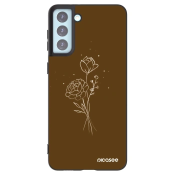Picasee husă neagră din silicon pentru Samsung Galaxy S21+ 5G G996F - Brown flowers