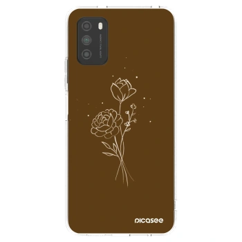 Picasee husă transparentă din silicon pentru Xiaomi Poco M3 - Brown flowers
