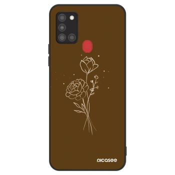 Husă pentru Samsung Galaxy A21s - Brown flowers