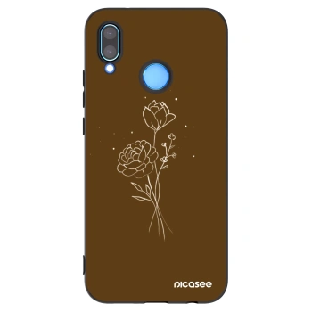 Picasee husă neagră din silicon pentru Huawei P20 Lite - Brown flowers