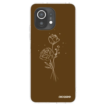 Picasee husă transparentă din silicon pentru Xiaomi Mi 11 - Brown flowers