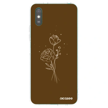 Picasee husă transparentă din silicon pentru Xiaomi Redmi 9AT - Brown flowers