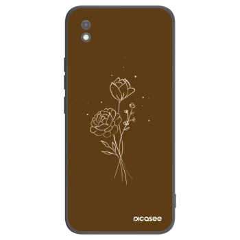 Picasee husă neagră din silicon pentru Xiaomi Redmi 9AT - Brown flowers