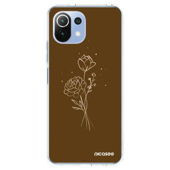 Picasee husă transparentă din silicon pentru Xiaomi Mi 11 Lite - Brown flowers
