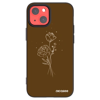 Picasee husă neagră din silicon pentru Apple iPhone 13 mini - Brown flowers