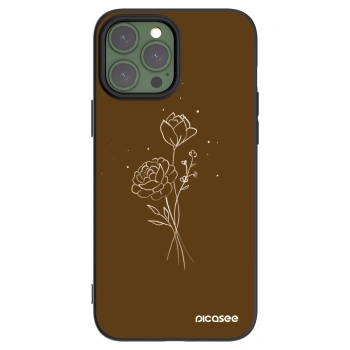 Picasee husă neagră din silicon pentru Apple iPhone 13 Pro Max - Brown flowers