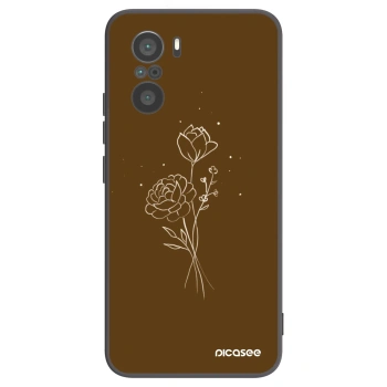 Picasee husă neagră din silicon pentru Xiaomi Poco F3 - Brown flowers