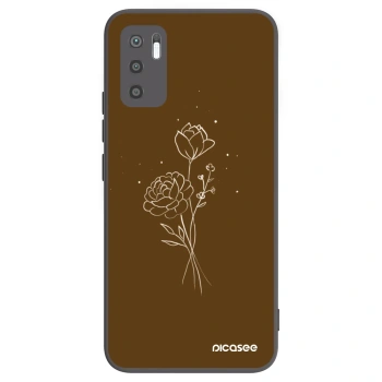 Picasee husă neagră din silicon pentru Xiaomi Redmi Note 10 5G - Brown flowers