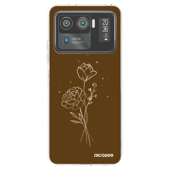 Picasee husă transparentă din silicon pentru Xiaomi Mi 11 Ultra - Brown flowers