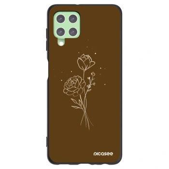 Picasee husă neagră din silicon pentru Samsung Galaxy A22 A225F 4G - Brown flowers