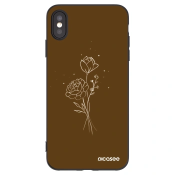 Picasee husă neagră din silicon pentru Apple iPhone XS Max - Brown flowers