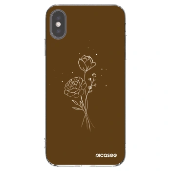 Picasee husă transparentă din silicon pentru Apple iPhone XS Max - Brown flowers