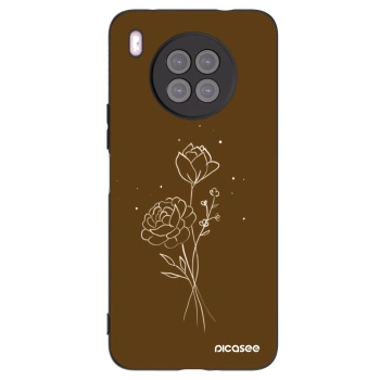 Picasee husă neagră din silicon pentru Huawei Nova 8i - Brown flowers