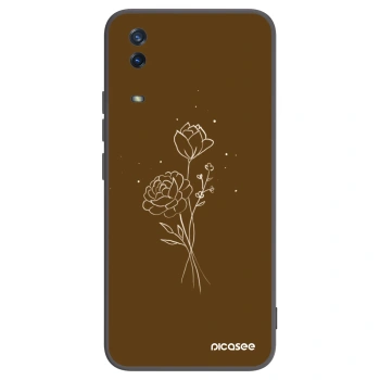 Picasee husă neagră din silicon pentru Vivo Y11s - Brown flowers