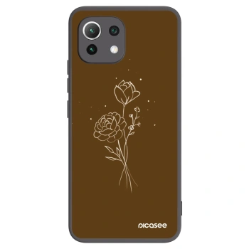 Picasee husă neagră din silicon pentru Xiaomi 11 Lite 5G NE - Brown flowers