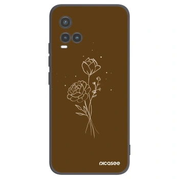Picasee husă neagră din silicon pentru Vivo Y33s - Brown flowers