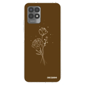 Picasee husă transparentă din silicon pentru Realme 8i - Brown flowers