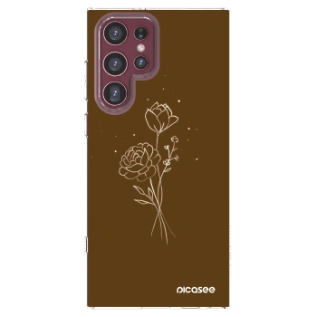 Picasee husă transparentă din silicon pentru Samsung Galaxy S22 Ultra 5G - Brown flowers
