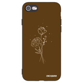 Picasee husă neagră din silicon pentru Apple iPhone SE 2022 - Brown flowers