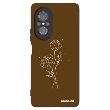 Picasee husă neagră din silicon pentru Huawei Nova 9 SE - Brown flowers