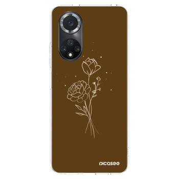 Picasee husă transparentă din silicon pentru Huawei Nova 9 SE - Brown flowers