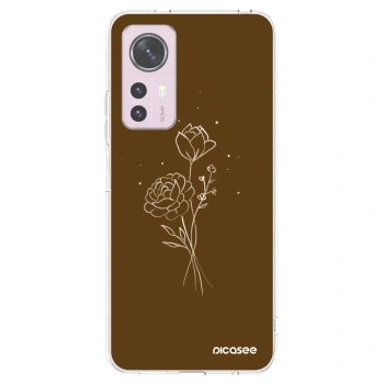 Picasee husă transparentă din silicon pentru Xiaomi 12 - Brown flowers