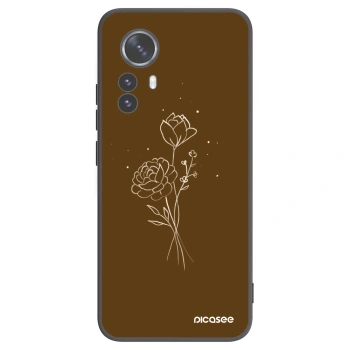 Picasee husă neagră din silicon pentru Xiaomi 12 Pro - Brown flowers