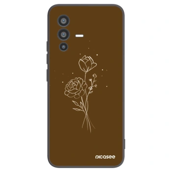 Picasee husă neagră din silicon pentru Vivo V23 5G - Brown flowers