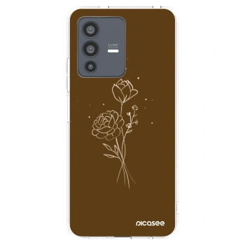 Picasee husă transparentă din silicon pentru Vivo V23 5G - Brown flowers
