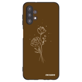Picasee husă neagră din silicon pentru Samsung Galaxy A13 4G A135 - Brown flowers
